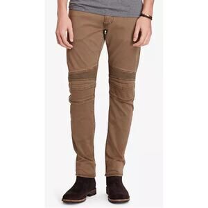 Polo Ralph‎ Lauren Men’s Stretch Olive Green Moto Jeans Size 32x30